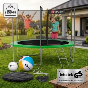 Батут Hop-Sport 10ft (305 см) зеленый с внутренней сеткой: до 150 кг, для детей, взрослых, дачи, улицы