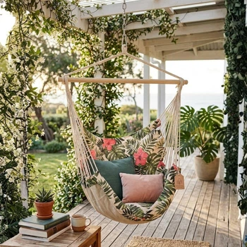 Подвесное кресло-гамак Jumi Garden Tropical с чехлом до 100 кг