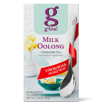 Бирюзовый чай g'tea Milk Oolong 20 пакетиков - молочный улун, с ложкой в пачке