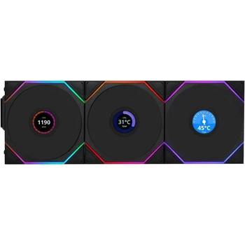Комплект вентиляторов Lian Li UNI Fan TL WIRELESS LCD 120-3 Black (G99.12TLLCD1W3B.00)