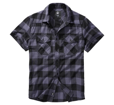 Сорочка чоловіча фланелева з коротким рукавом Brandit XXL black/grey (4032.28.XXL)