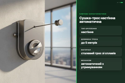 Сушилка-трос настенная Anti-sag clothesline с автоматическим сматыванием ленты для белья