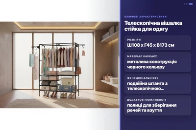 Стойка для одежды телескопическая Double Pole NF6602-4 двухопорная 108х45х173см металлическая