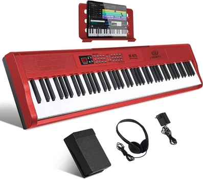 Цифровое пианино Liberty LEP160 RD (педаль, пюпитр, наушники, блок питания). Bluetooth