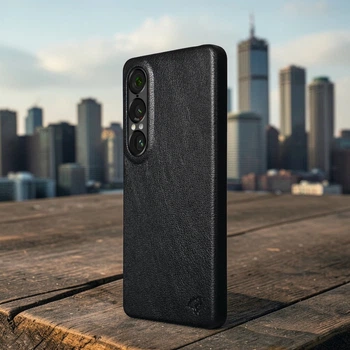 Кожаная накладка Stenk Cover для Sony Xperia 1 VII Чёрный (79339)