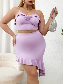 Жіночий Костюм (спідниця+топ) SHEIN 923169-1 0XL фіолетовий (2000005275623)