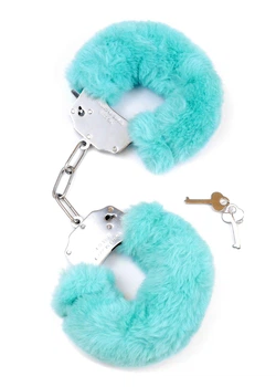 Наручники металеві в хутрі Furry Cuffs Purple, Бірюзовий, one size