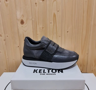 Кросівки фірми Kelton р.37 танкетка 3,5см Сірий колір Замша та Шкіра