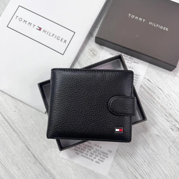 Мужской кошелек TOMMY HILFIGER натуральная кожа 11 × 9,5 см Черный (LUX1417)