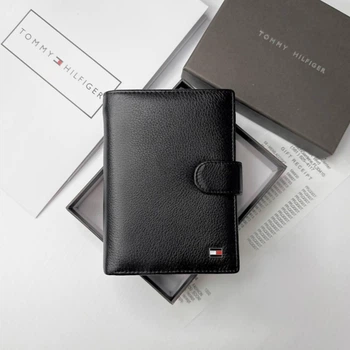 Мужской кошелек TOMMY HILFIGER натуральная кожа 14 × 9,5 см Черный (LUX1421)
