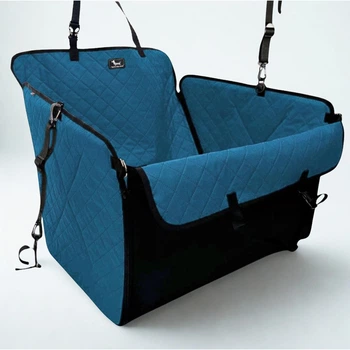 Автогамак для собак Comfort Mini Blue на 1/2 заднего сиденья, непромокаемый, прочный, со съёмными бортиками, автомобильный чехол для перевозки собаки в авто, цвет морская волна, SKU 005215, Your Stylish Hunter