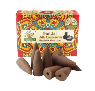 Ароматические конусы обратного потока Сандал с корицей Back Flow Cones Sandal Cinnamon 10 шт. в уп. Namaste Индия 8906006495913