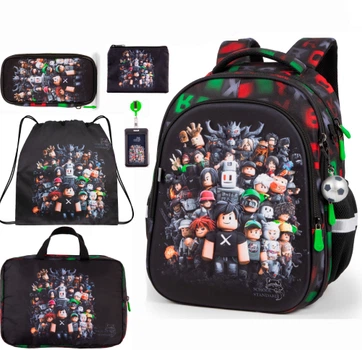 Школьный ортопедический рюкзак 6 в 1 для мальчика School Standard 38х30х18 см Роблокс для младших классов (SET 150-42)