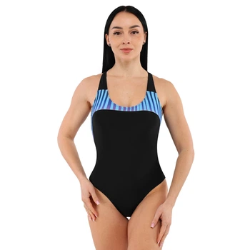 Женский слитный купальник SP-Sport 7668 размер XL (48-50) Black-Blue