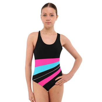 Подростковый слитный купальник для плавания SP-Sport 8259 рост 155-160см 16 лет Black-Pink-Blue