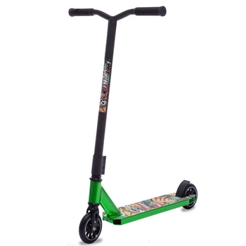 Трюковый самокат алюминиевый с колесами 100мм Scooter Complete D06-A Black-Green
