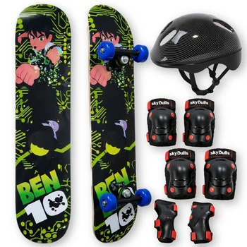 Скейтборд детский с защитой и шлемом 3в1 для мальчика Ben 10 SP-Sport 1407-2 Black-Green