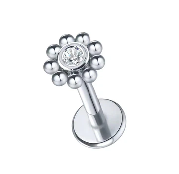 Лабрет "Квітка" для вуха Asteel L036 медична сталь 6 мм