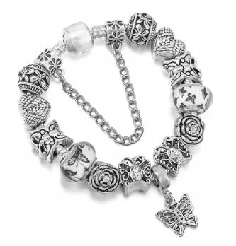 Браслет со стразами в стиле Пандора PANDORA Butterfly Charm 19 см Мотылек