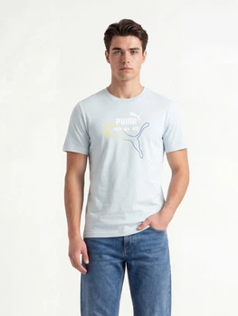 Футболка бавовняна довга чоловіча Puma Essentials Graphics 69203148 L Fresh Water з принтом (4069161712845)