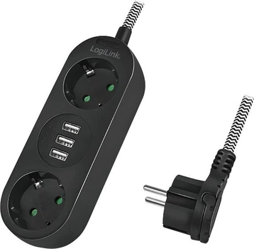 Przedłużacz Logilink 2 gniazda + 3 USB 1.5 m Black (LPS262U)