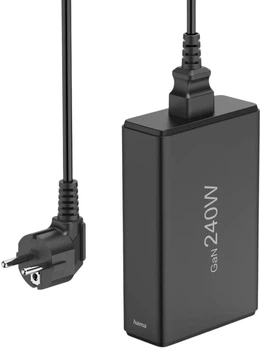 Універсальний зарядний пристрій Hama GaN 240W PD/QC 4x USB-C 1x USB-A Black (4047443532916)