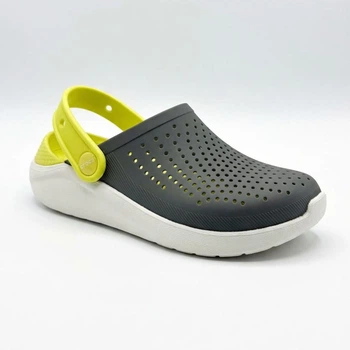 Дитячі крокси-сабо для хлопчика сірі Crocs Literide Kids Grey/Citrus (34/35, сірий)