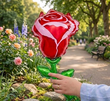 Шар фигура фольгированный роза красная 91х50 см