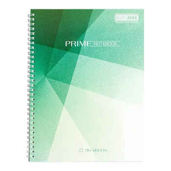 Зошит офісний Buromax PRIME А4 96арк. пружина збоку клітинка тверда палітурка бірюзовий (BM.24451101-06)