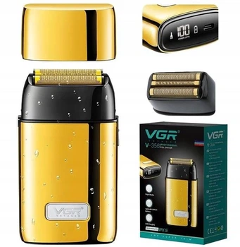 Електробритва VGR V-356 Professional шейвер, сіткова бритва з тримером, 8000 коливань/хв, LED дисплей, акумулятор 1400 мАг, USB Type-C, 120 хв роботи, металевий корпус