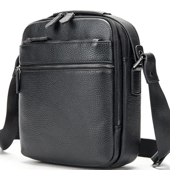 Барсетка-планшет мужская кожаная наплечная Tiding Bag MN-284334 23х26х8 черная (JDT-0849813)