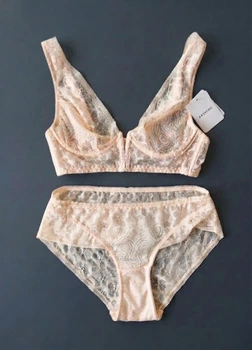 Женский комплект нижнего белья кружевной JASMINE Lingerie Светло-розовый А-656 А-657 75А S\42