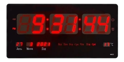 Настінний електронний годинник LED Digital Clock JH 4622 червона підсвітка 46×22 см великий дисплей