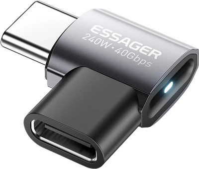 Адаптер ESSAGER Type C Female to Male 7 Shaped USB 4.0 40Gbps 240W (EOTG7-YH0G-P)