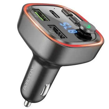Автомобільний адаптер з FM-модулятором Borofone BC48 Broad QC3.0 Bluetooth 5.0 18W Black (6941991104039)