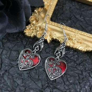 Серьги Dark Gothic Lolita | Винтажные готические серьги с летучими мышами — Сердца
