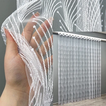 Тюль VR-Textil 2012т Фатин з вишивкою та люрексом Холодний білий 400х270 см (42-1093)