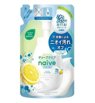Пінисте мило для тіла з екстрактом грейпфрута Kracie Naive Foaming Body Soap, поповнення 480 мл