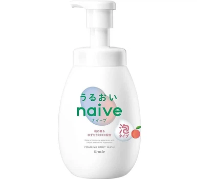 Пінисте зволожуюче мило для тіла з екстрактом листя персика Kracie Naive Foaming Body Soap Moisturizing, 600 мл