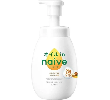 Пінисте мило для тіла з оліями ши і жожоба Kracie Naive Foaming Body Soap Oil-in, 600 мл