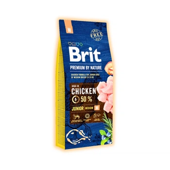 Сухий корм Brit Premium з куркою для цуценят та молодих собак середніх порід, 15 кг