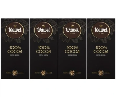 Набір 4 шт. Темний шоколад екстра без додавання цукру 80 г Wawel Premium 100% cocoa