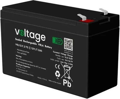 Akumulator Voltage AGM Long Life 12V 7.2Ah (VEL12-7.2 T2)