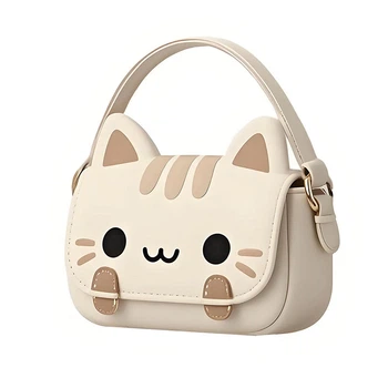 Дитяча сумка Lesko CY20017 Beige з котом для дівчаток