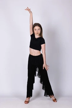 Топ з бахромою для бальних танців Nova Dance Black розмір 150 (00541-150)