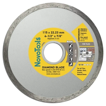 Алмазний диск 115 5х22,23 Basic сплошной NovoTools (017371)