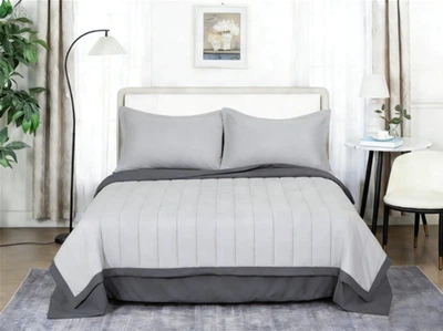 Набор Soho Одеяло летнее Евро 200×230 см Light gray/Dark gray + Простынь 230х250 см + Две наволочки 50x70 см (03-BT-7173-Gray)