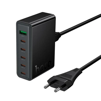 Зарядний пристрій Hoco C152A 1USB/5Type-C QC/PD 70W Black