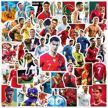 Набор стикеров 50 шт - Криштиану Роналду (CR7) - футбольные наклейки, декор для ноутбука, телефона, чемодана | Real Madrid / Portugal