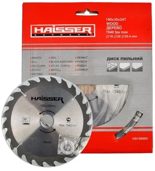 Диск пильний 190*30 24 зуб по дер. HAISSER 4311624